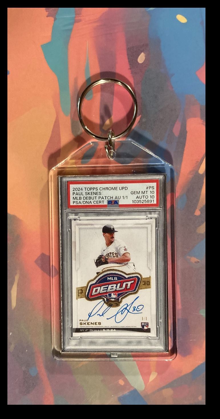 3069 Paul Skenes 2024 Topps Chrome Debut Auto Custom Keychain-Gift BBL KYC