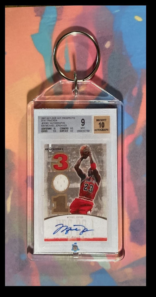 2999 Michael Jordan 2007 Fleer Stat Tracker Patch Auto Keychain BKL KYC