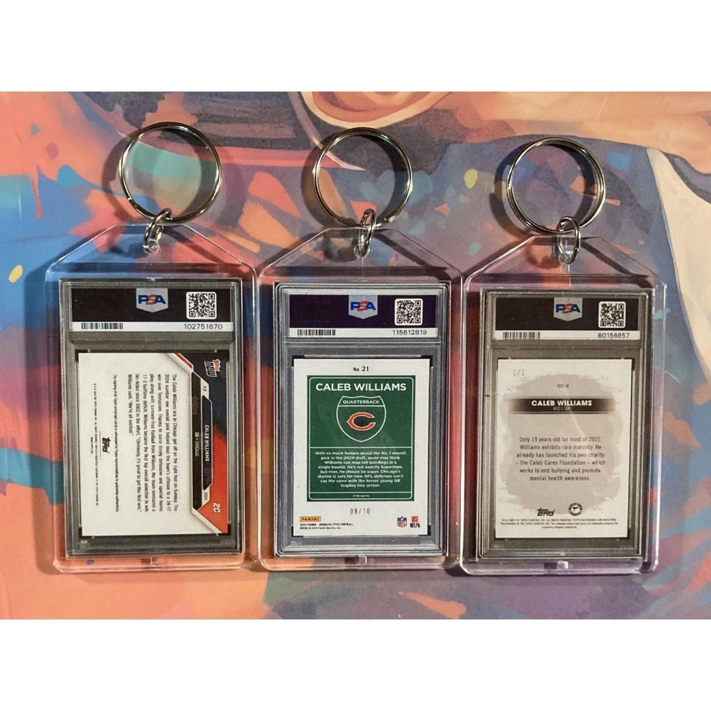 0191B Caleb Williams  3 Pack Bundle - 3 Different Custom Novelty Keychains -Gift
