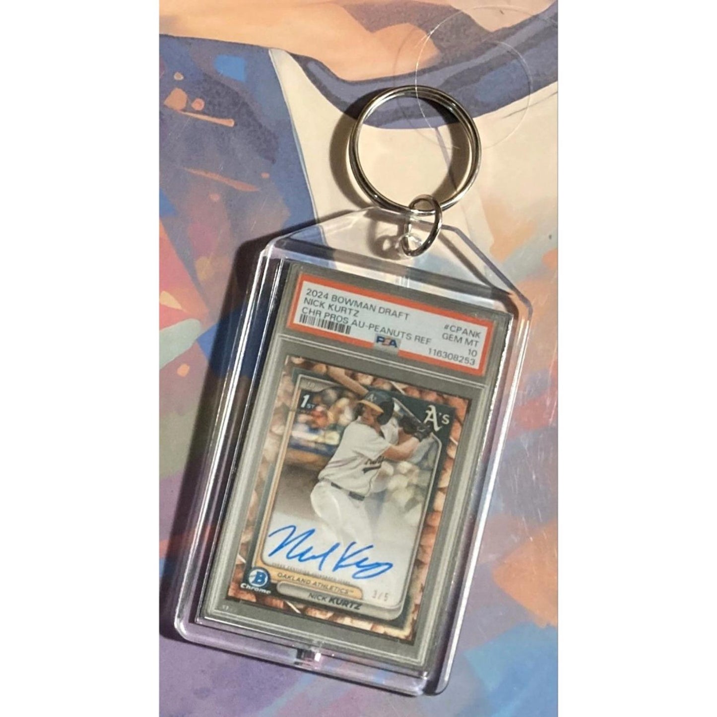 0275 Nick Kurtz 2024 Bowman Draft Chrome Peanuts Auto Custom Novelty Keychain