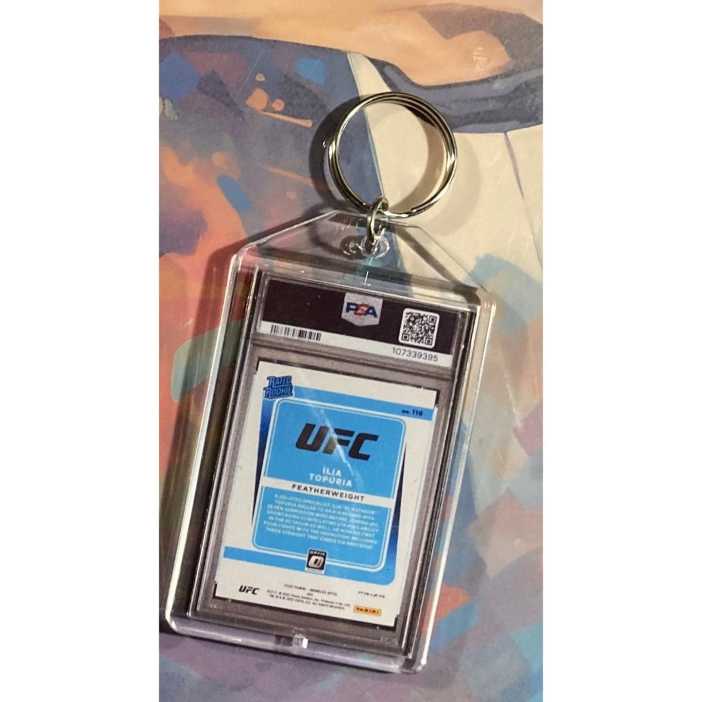 0141 Ilia Topuria 2022 Panini Donruss Optic Photon Custom Made Novelty Keychain