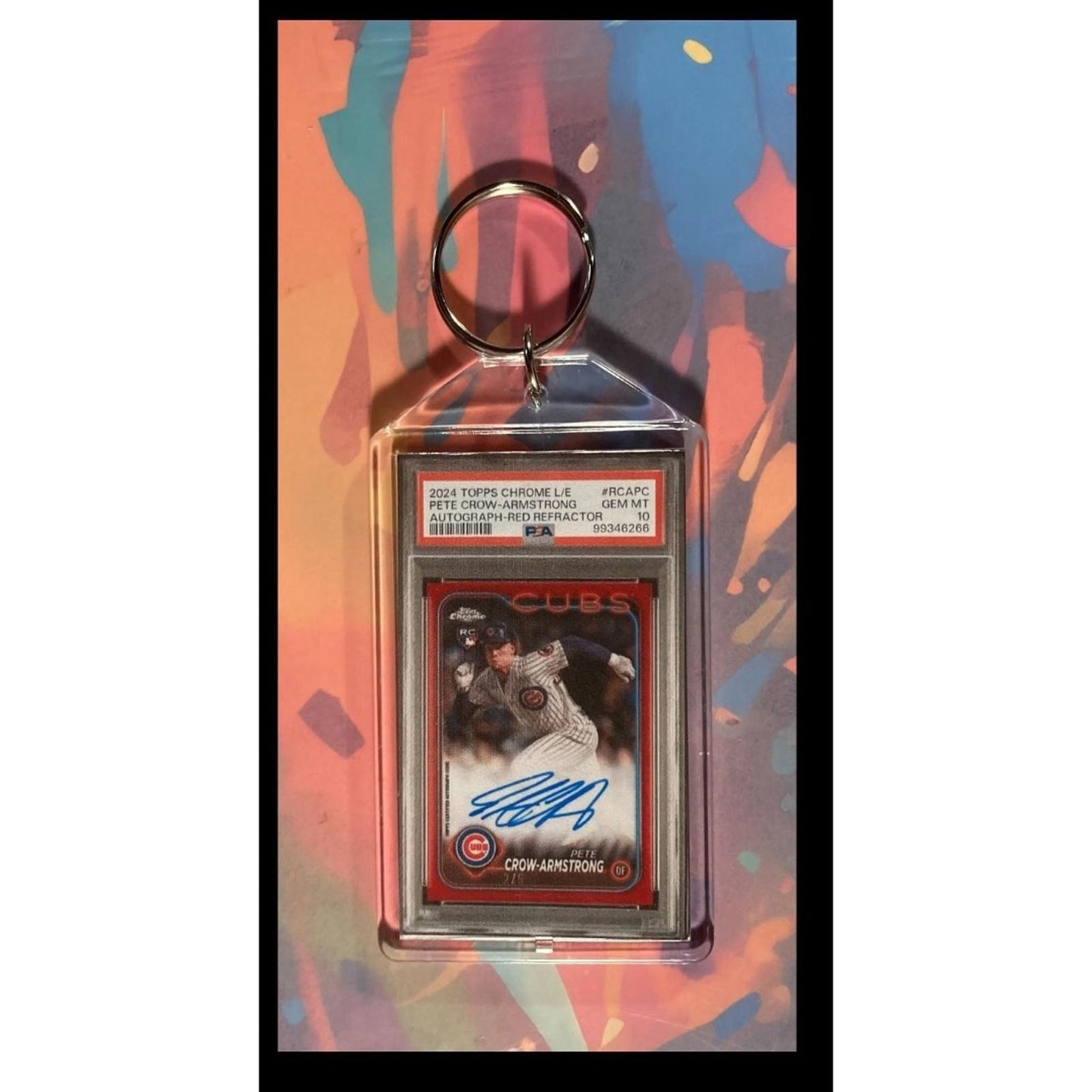 0069 Pete Crow-Armstrong 2024 Topps Chrome LE Red Refractor Auto Keychain