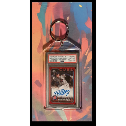 0069 Pete Crow-Armstrong 2024 Topps Chrome LE Red Refractor Auto Keychain