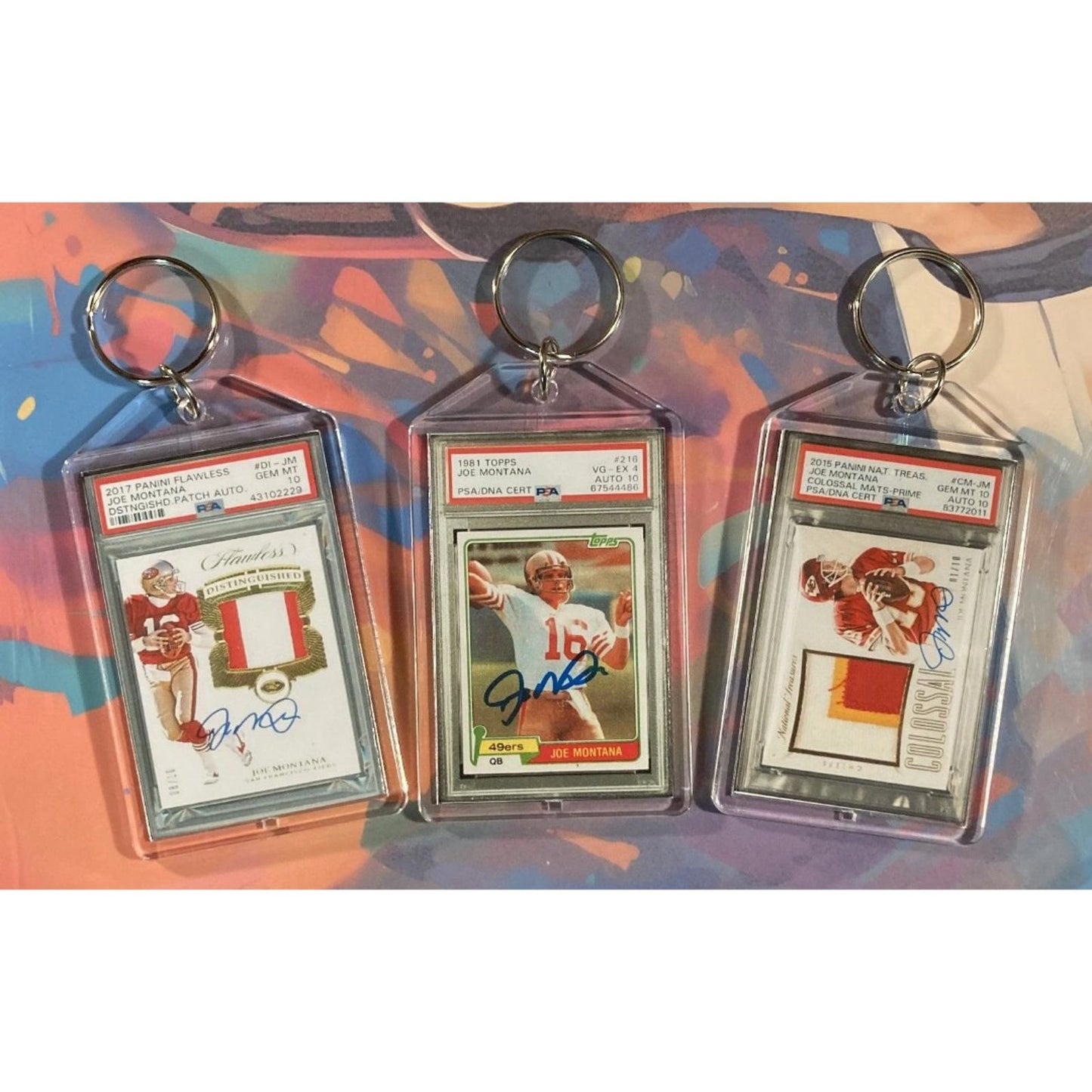 0307B Joe Montana 3 Pack Bundle - 3 Different Custom Hand Made Novelty Keychains
