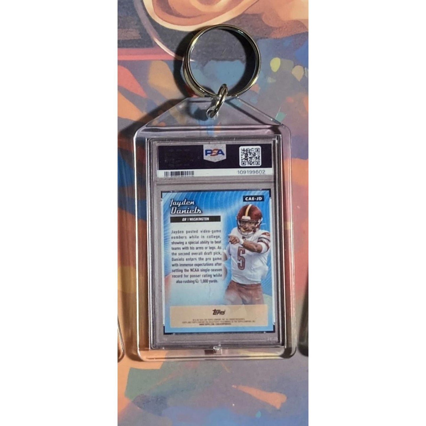 0162 Jayden Daniels 2024 Topps Chrome All-Etch SuperFractor Novelty Keychain