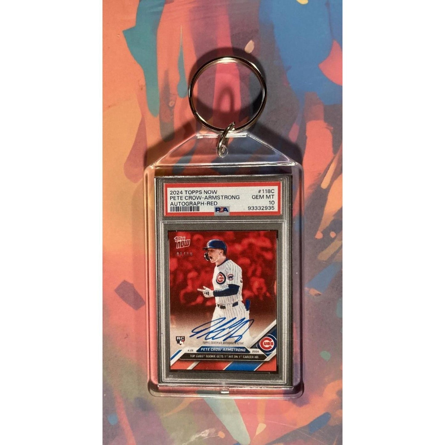 0075 Pete Crow-Armstrong 2024 Topps Now 1st Hit 1st HR Red Auto Custom Keychain