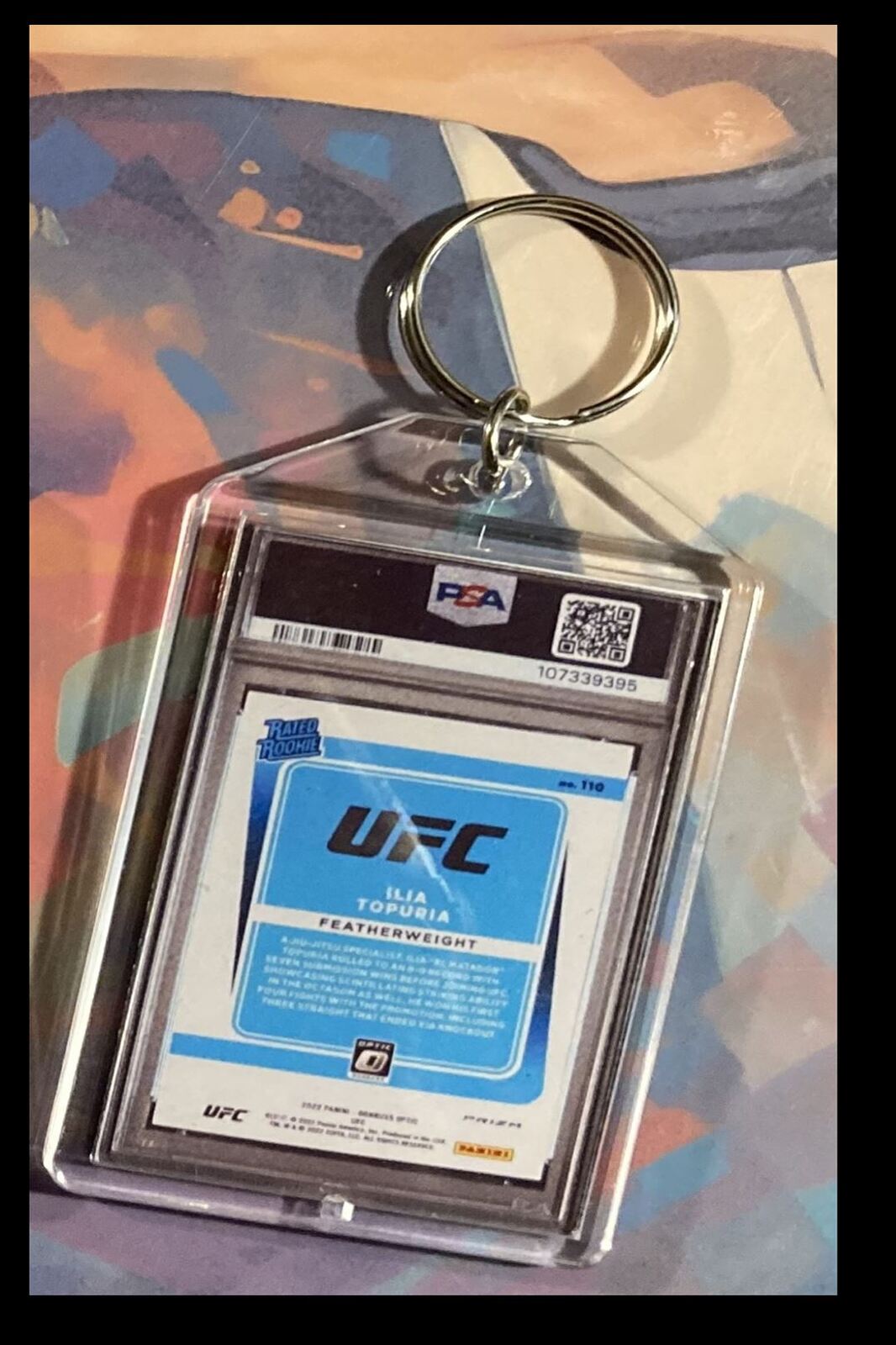 3098 Ilia Topuria 2022 Panini Donruss Optic UFC Photon - Custom Keychain-Gift KYC MSC