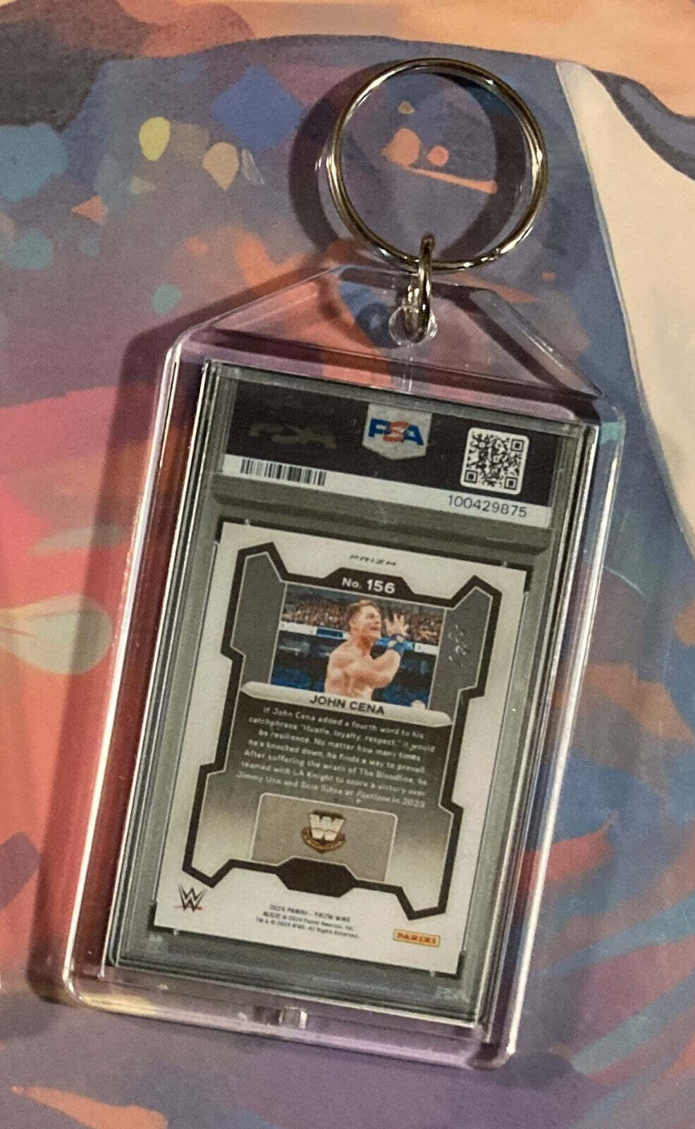 3266 John Cena 2024 Panini Black Prizm SuperFractor Custom Hand Made Keychain KYC MSC