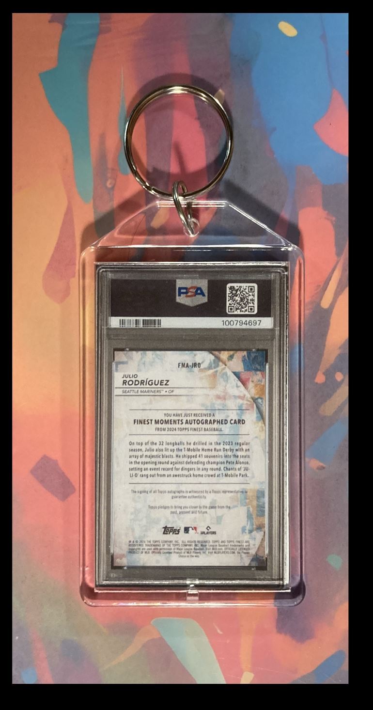 3042 Julio Rodriguez 2024 Topps Finest SuperFractor Auto Keychain BBL KYC