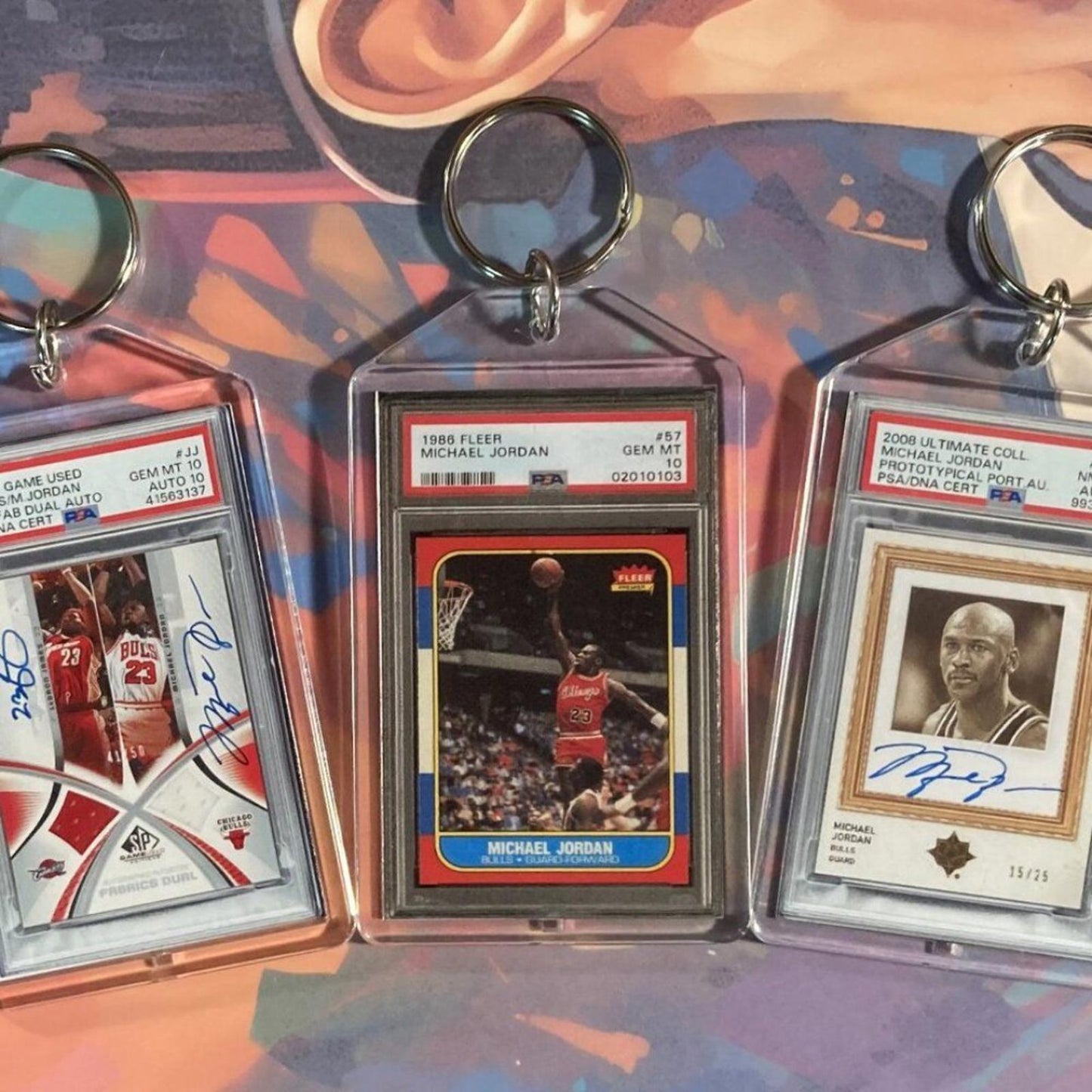 0186B Michael Jordan 3 Pack Bundle 3 Different Custom Novelty Keychains
