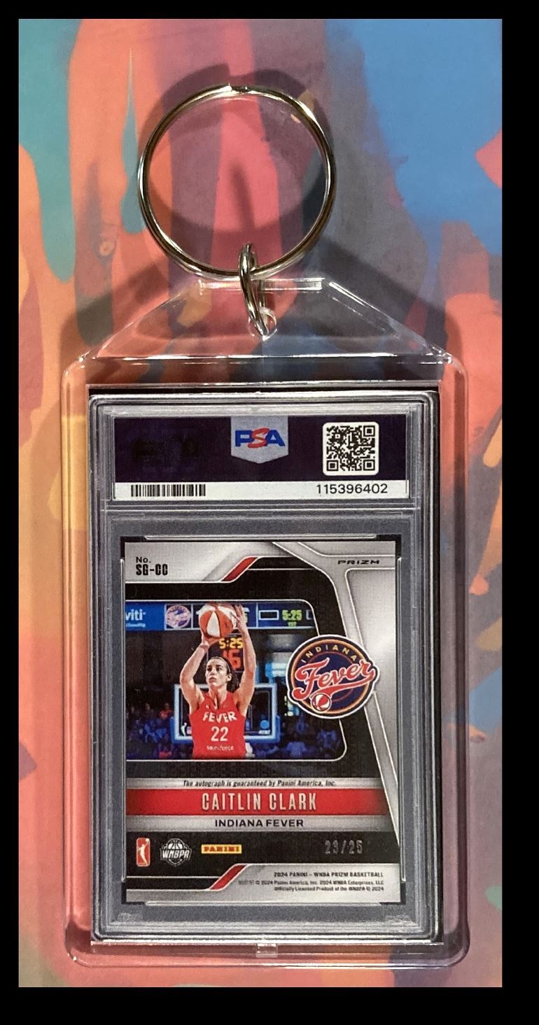 2973 Caitlin Clark 2024 Panini Prizm Green Pulsar Auto Custom Made Keychain BKL KYC
