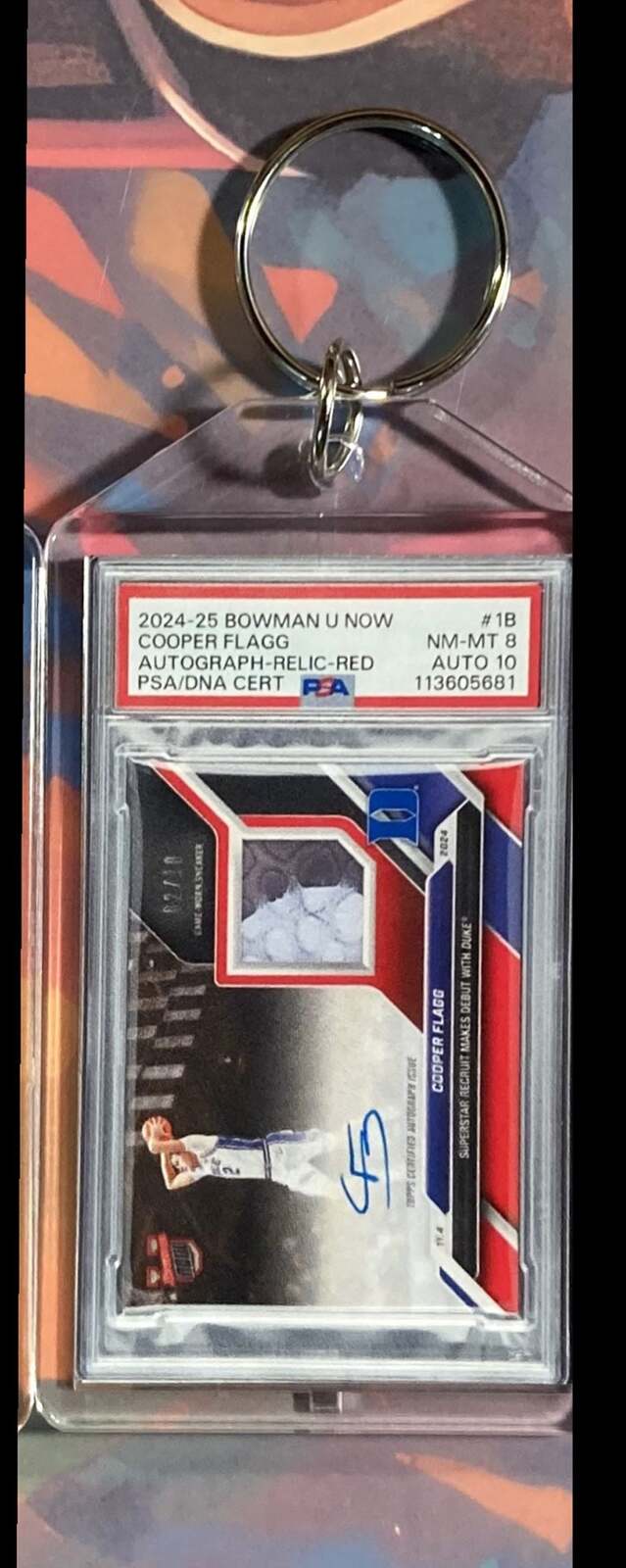 3075 Cooper Flagg 2024 Bowman U Now Patch Auto - Custom Keychain-Great Gift BKL KYC