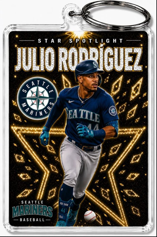 3991 Julio Rodriguez Keychain Gold Spotlight Premium Keychain No Nameplate BBL KYC