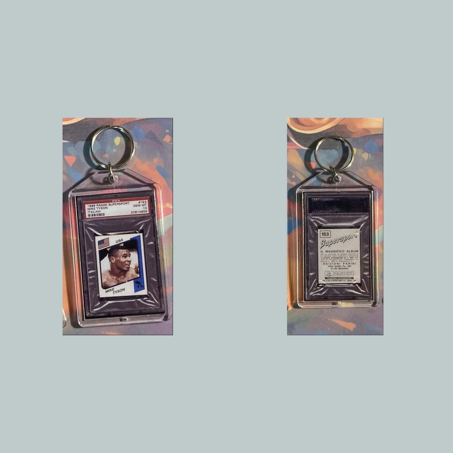 3542 1986 Panini Supersport Mike Tyson Rookie Italian Version Custom Keychain MSC KYC