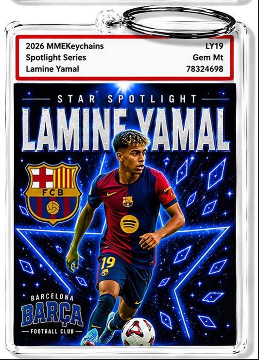 3993 Lamine Yamal Keychain Blue Spotlight Premium Keychain With Nameplate MSC KYC