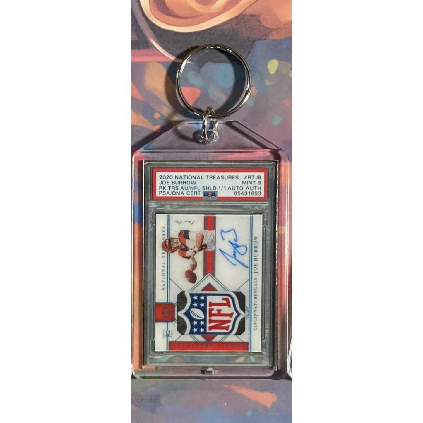 0209 Joe Burrow 2020 Panini Nat Trea Rookie Shield Auto Custom Novelty Keychain