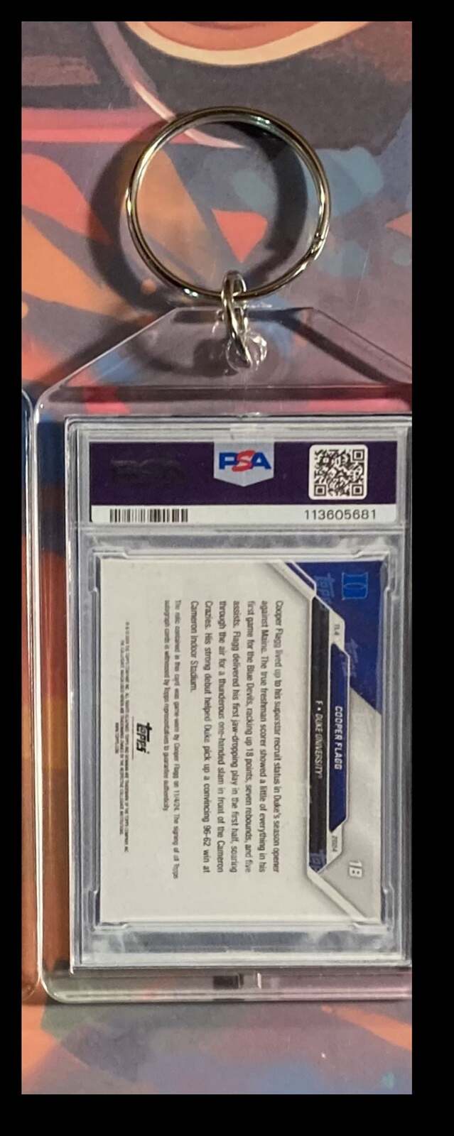 3075 Cooper Flagg 2024 Bowman U Now Patch Auto - Custom Keychain-Great Gift BKL KYC