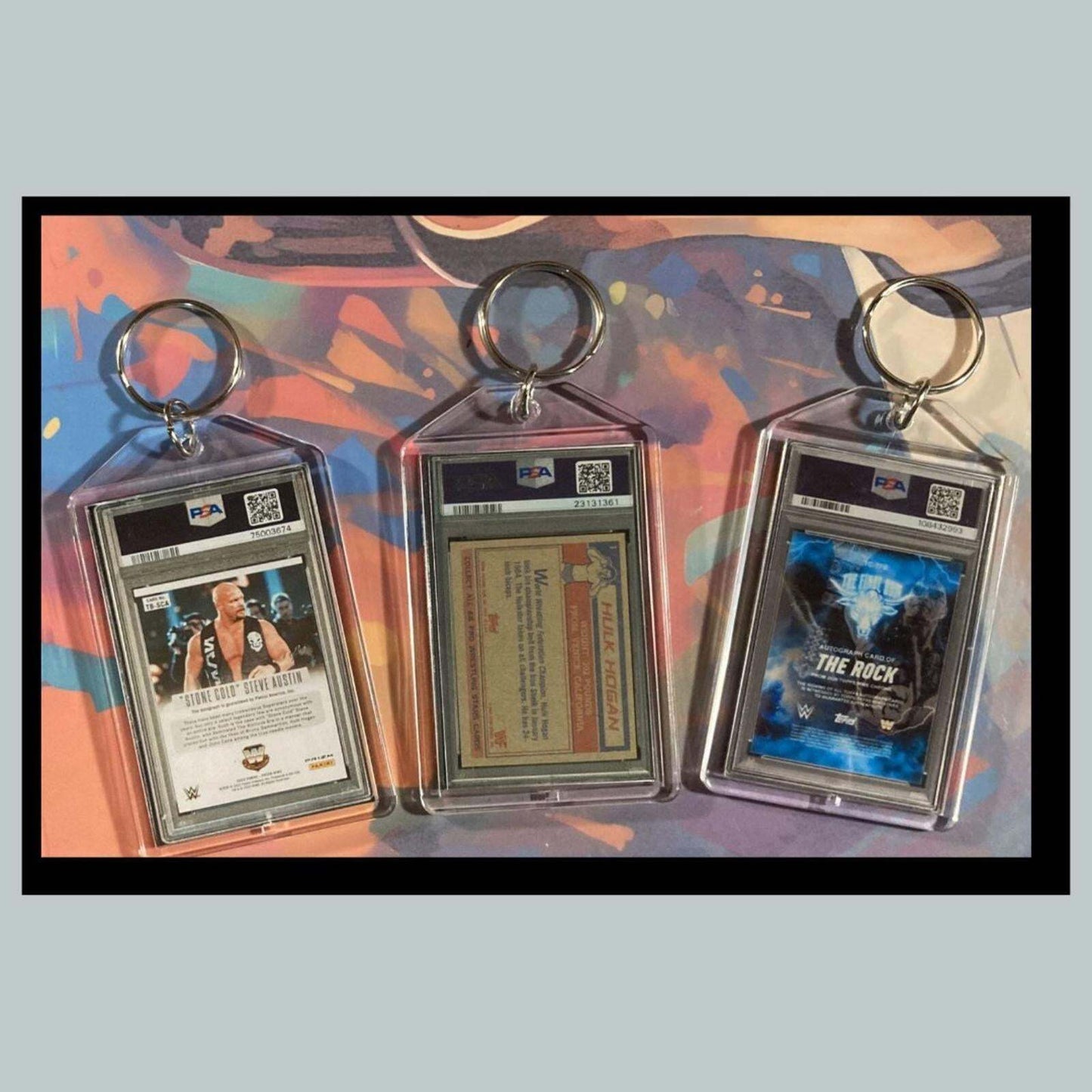 3375B Steve Austin/Hogan/The Rock 3 Pack Bundle - 3 Different Novelty Keychains KYC MSC
