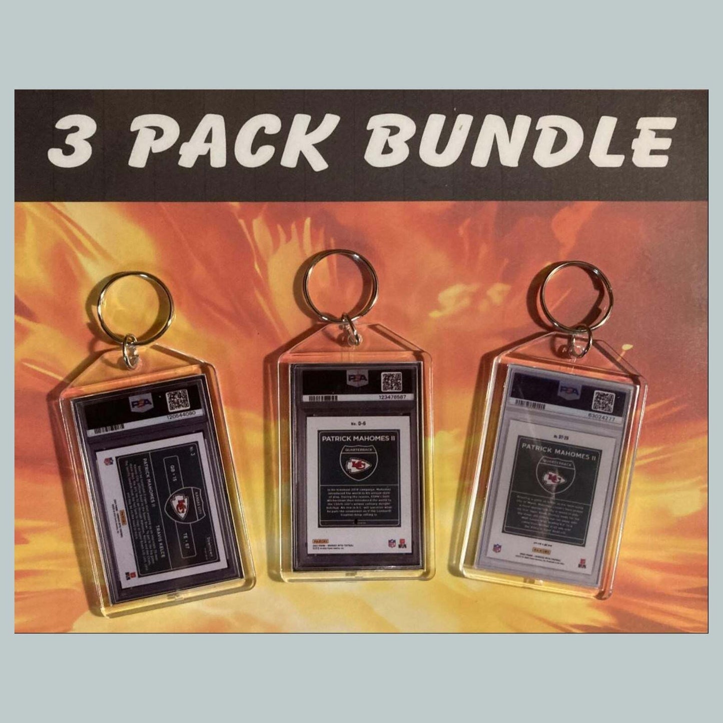 3611B Patrick Mahomes Downtown 3 Pack Bundle Custom Hand Made Keychains FBL