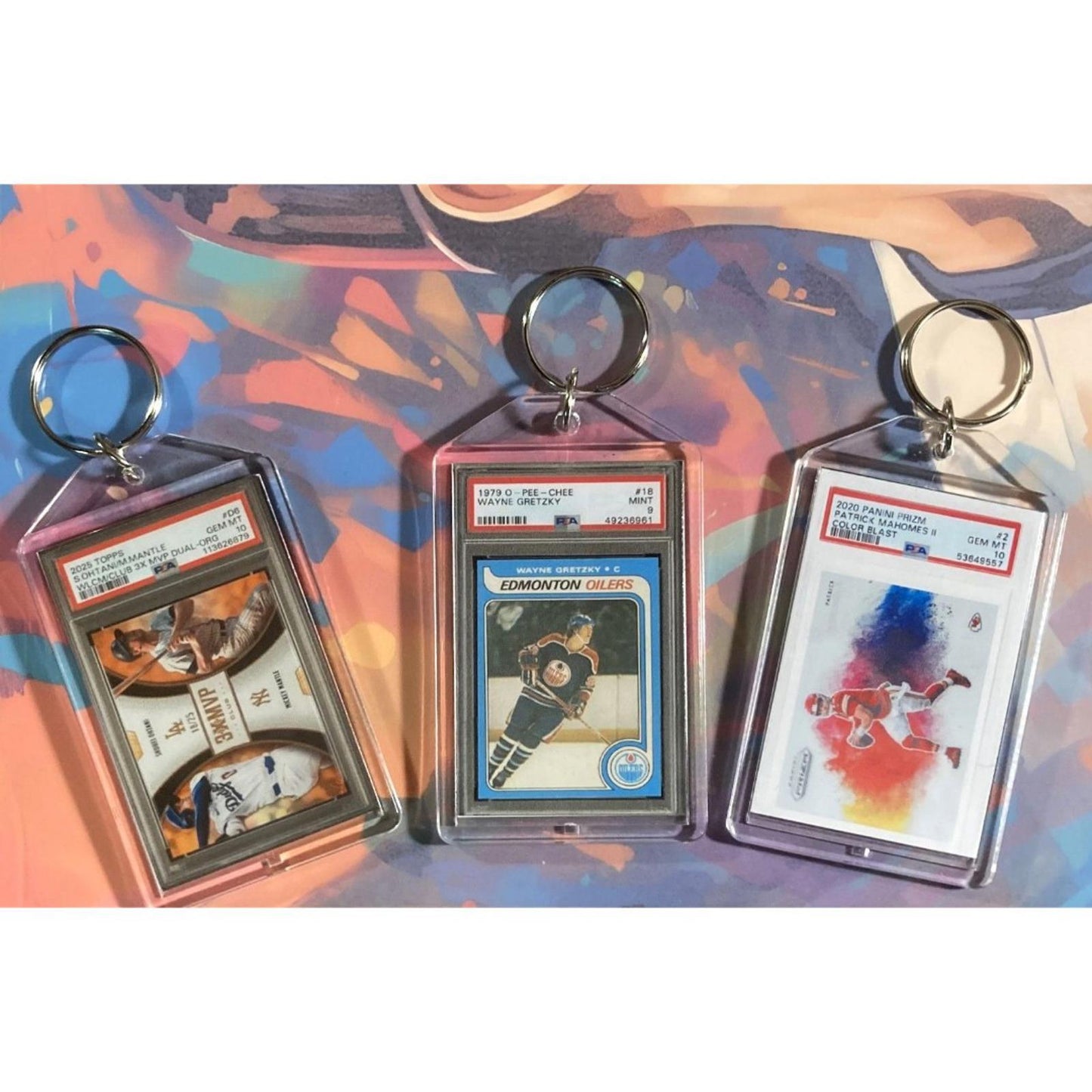 3191B Shohei Ohtani/Gretzky/Mahomes Multi-Sport 3 Pack Bundle Novelty Keychains FBL BBL KYC