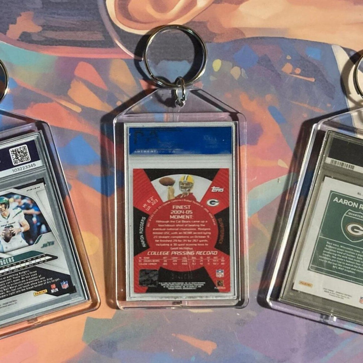 0280B Aaron Rodgers 3 Pack Bundle 3 Different Custom Novelty Keychains - Gift