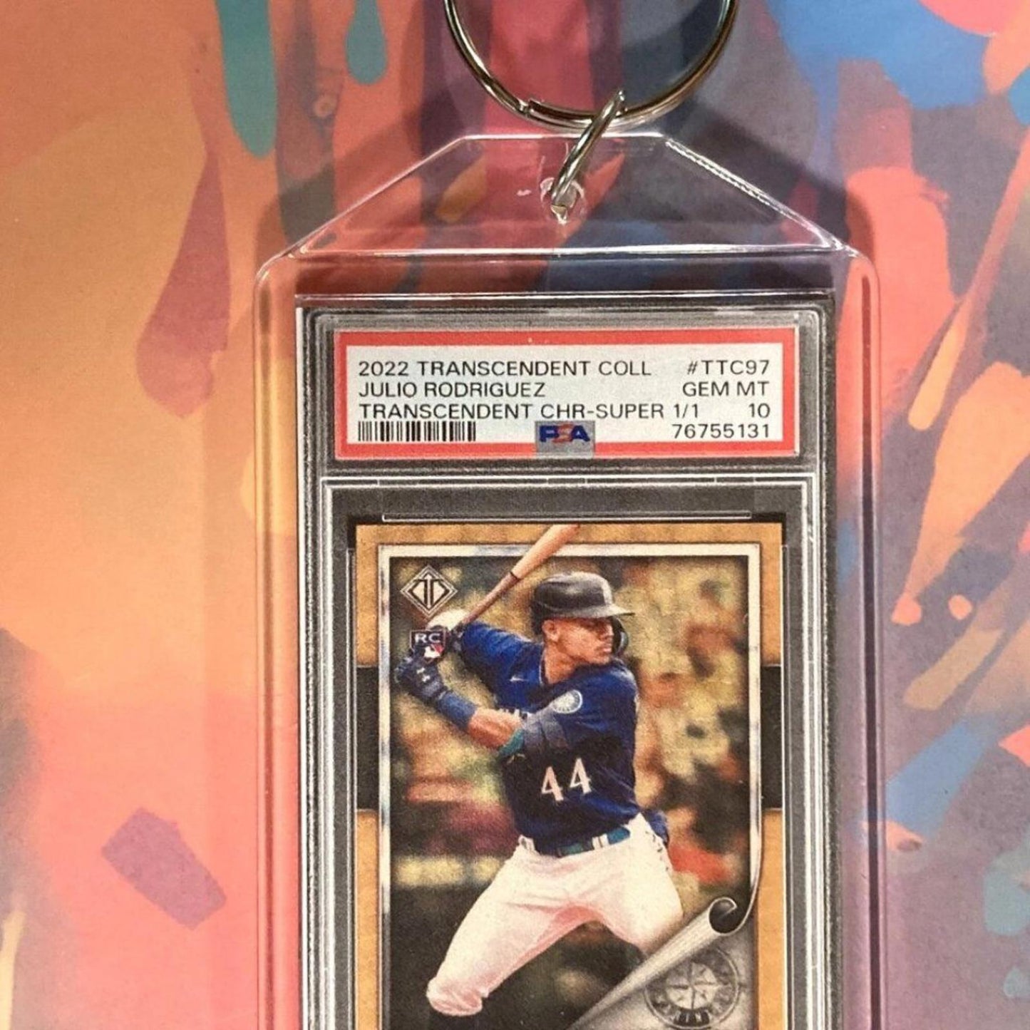 0100 Julio Rodriguez 2022 Topps Transcendent Coll SuperFractor Novelty Keychain