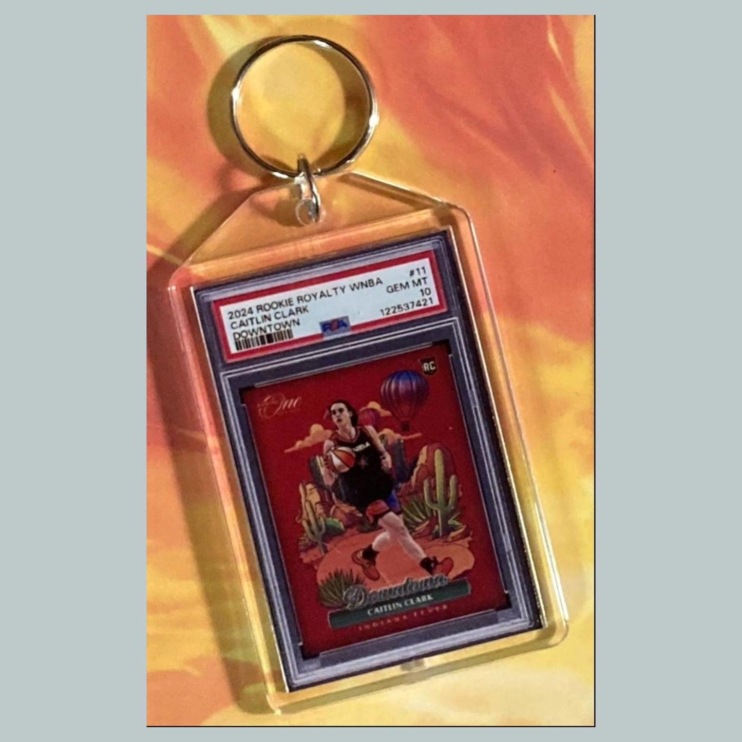 0689 Caitlin Clark 2024 Panini Royalty Downtown Custom Hand Keychain