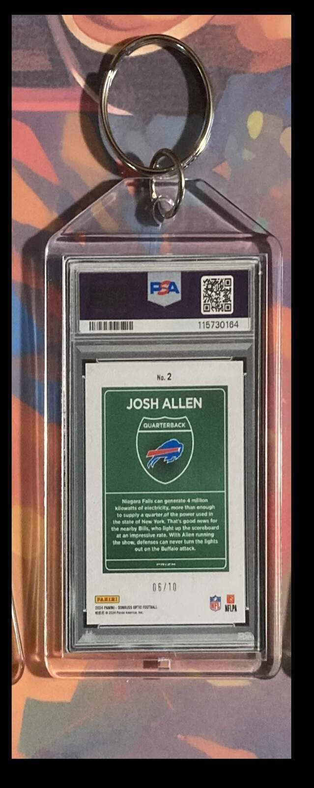 3243 Josh Allen 2024 Panini Donruss Downtown Gold  Keychain FBL
