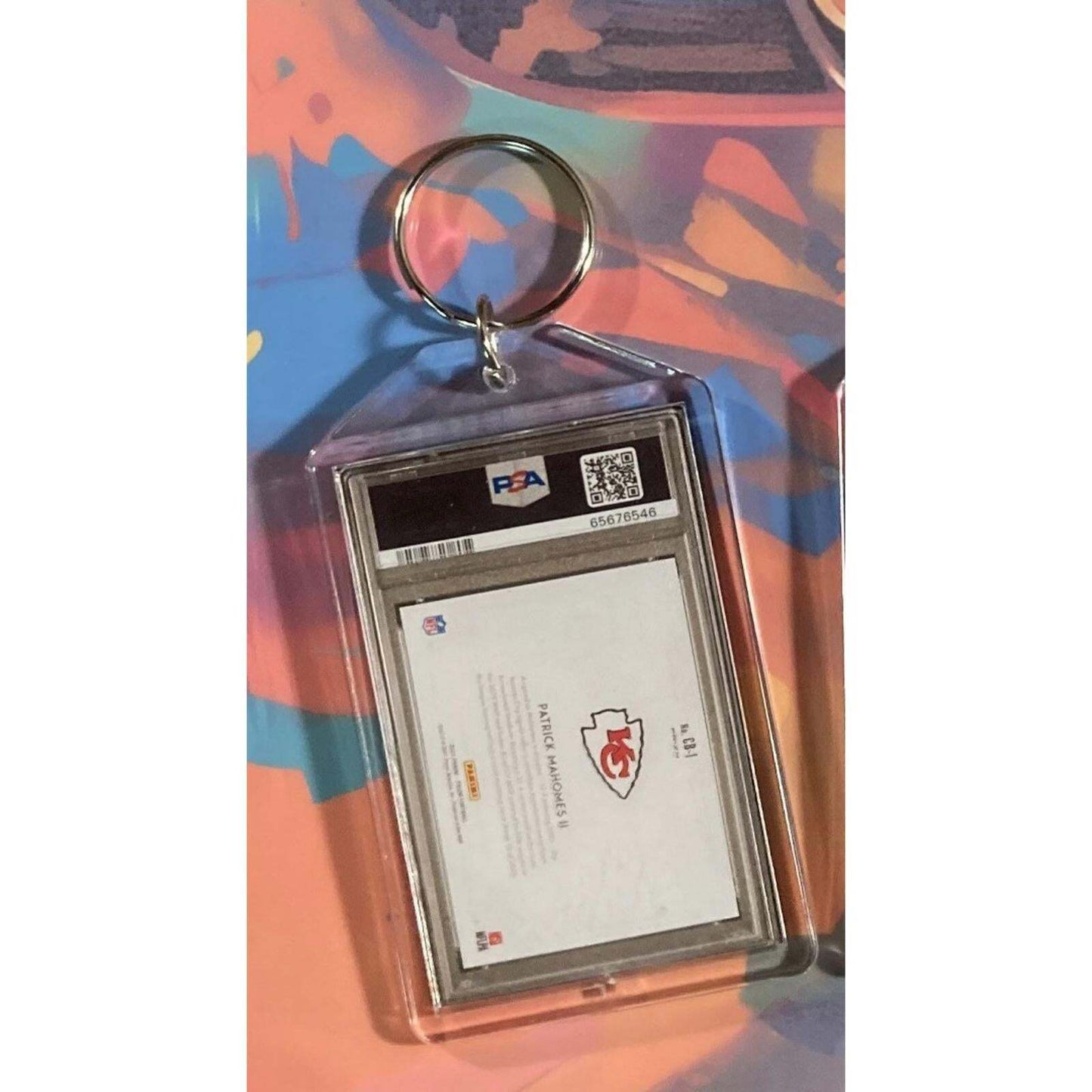 3187 Patrick Mahomes 2021 Panini Prizm Colorblast Custom Made Novelty Keychain FBL