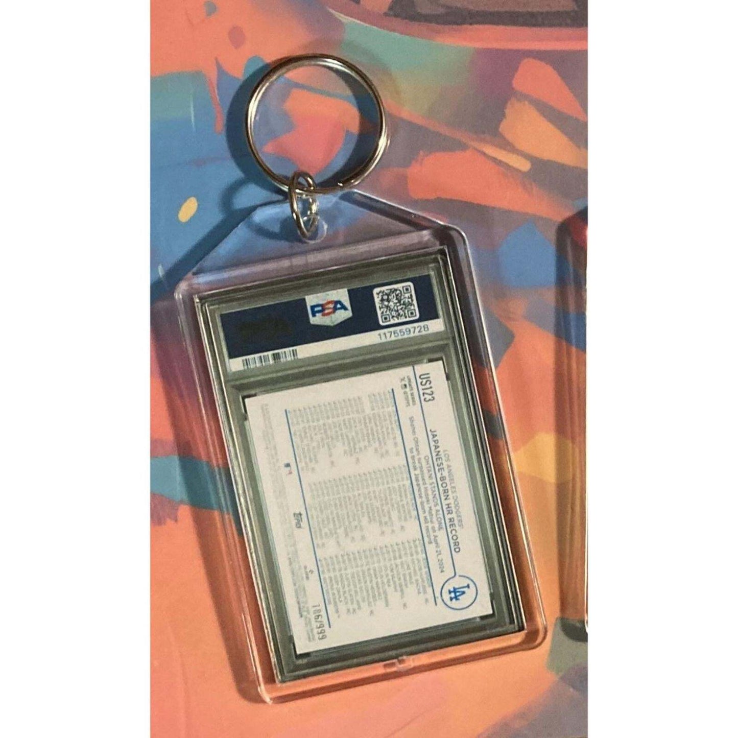3438 Shohei Ohtani 2024 Update Japanese Born HR Record Blue Holo Foil Keychain BBL KYC