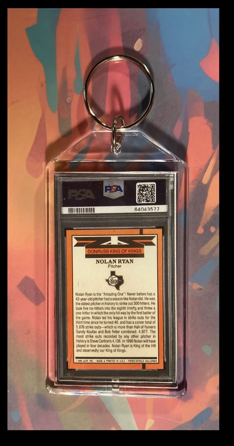 3027 Nolan Ryan 1990 Donruss Custom Keychain - Makes A Great Gift BBL KYC