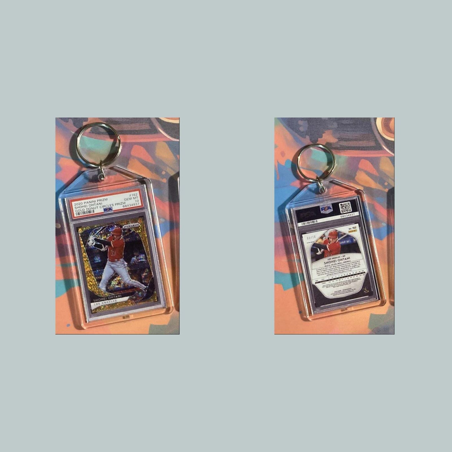 3544 2020 Panini Prizm Gold Donut Circles Prizm Shohei Ohtani Custom Keychain BBL KYC