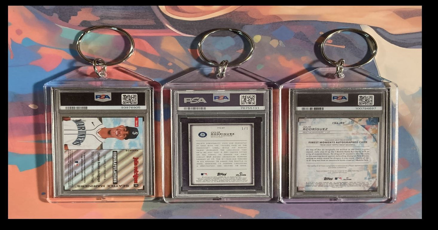 3144B Julio Rodriguez  3 Pack Bundle 3 Different Custom Novelty Keychains BBL KYC