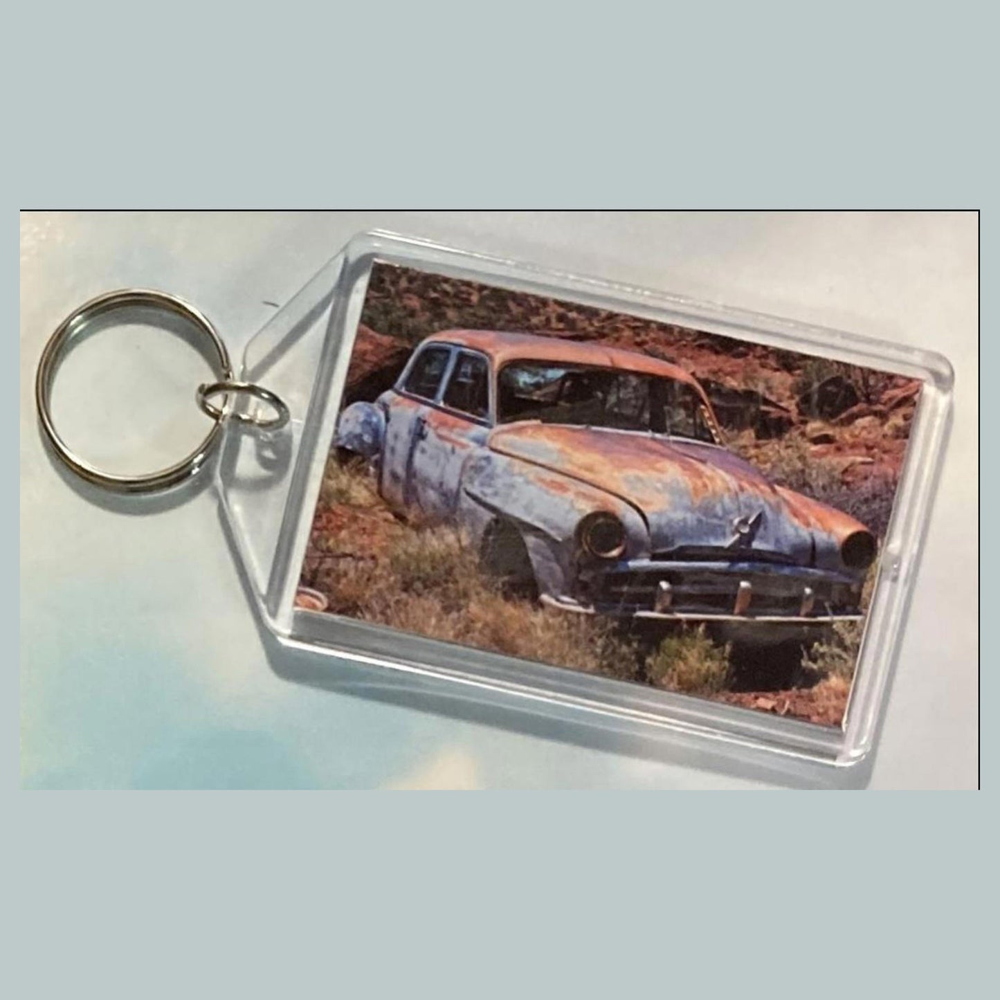 0624 1951 Plymouth Cranbrook In Desert Acrylic Keychain | Vintage Automobile Photo Keychain | Retro Vehicle Gift | Double-Sided