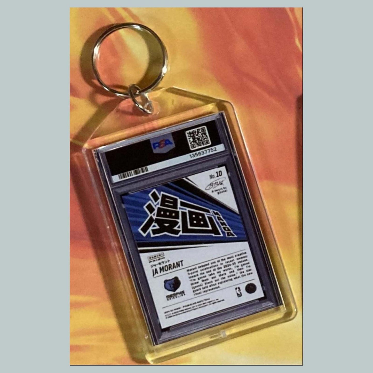 3634 Ja Morant 2024 Panini Black Manga Custom Hand Made Keychain BKL KYC