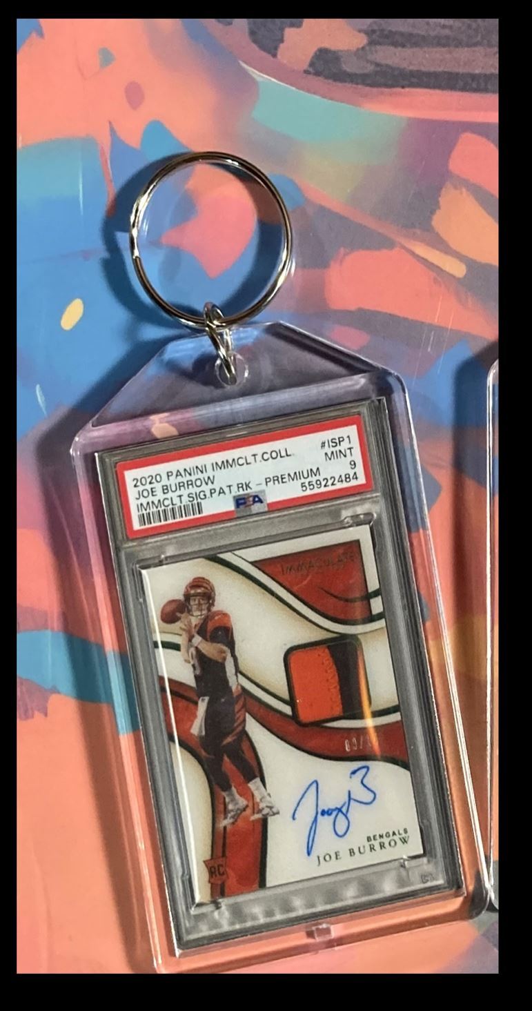 3078 Joe Burrow 2020 Panini Immaculate Rookie Patch Auto  Custom Keychain FBL