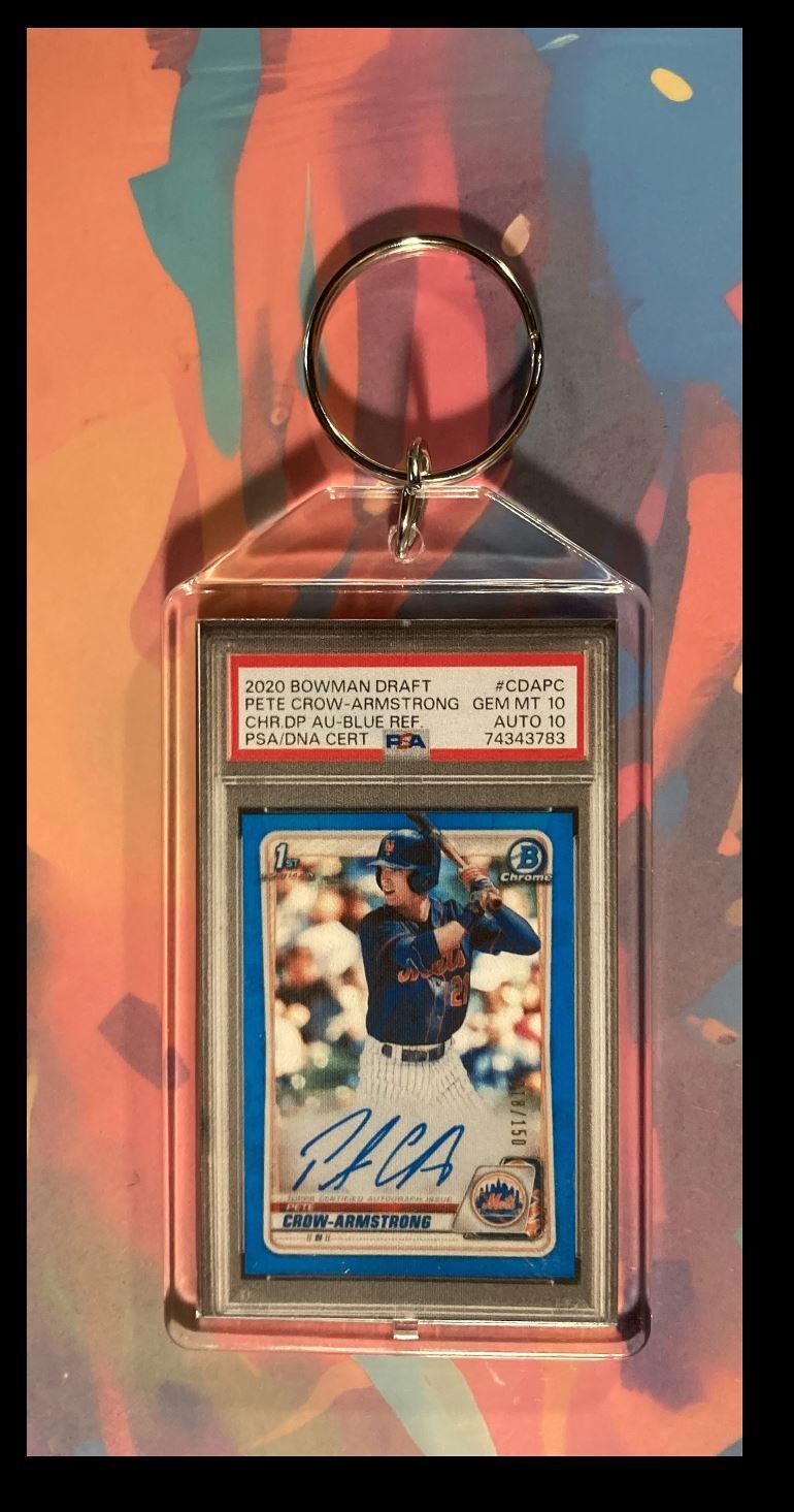 3030 Pete Crow-Armstrong 2020 Bowman Blue Auto Keychain-A Great Gift BBL KYC