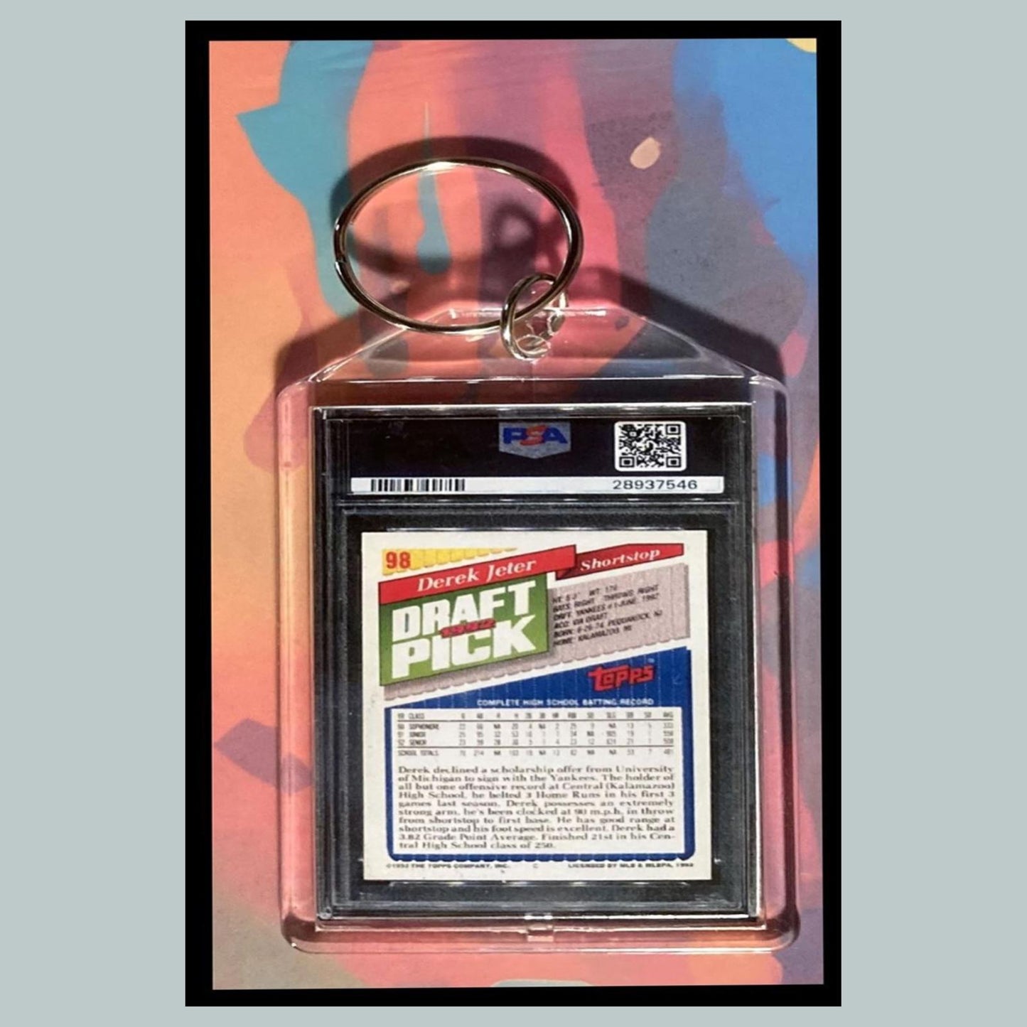 0025 Derek Jeter 1993 Topps Gold Rookie Custom Novelty Keychain - A Great Gift