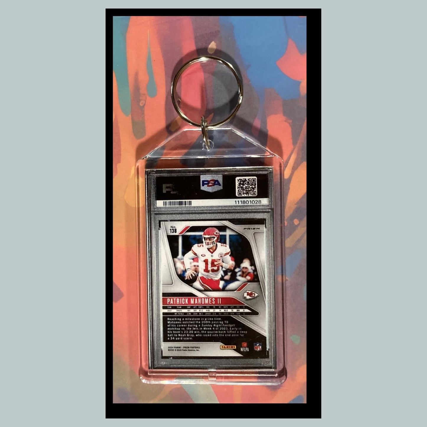 0037 Patrick Mahomes 2024 Panini Prizm Sparkle Novelty Keychain - A Great Gift