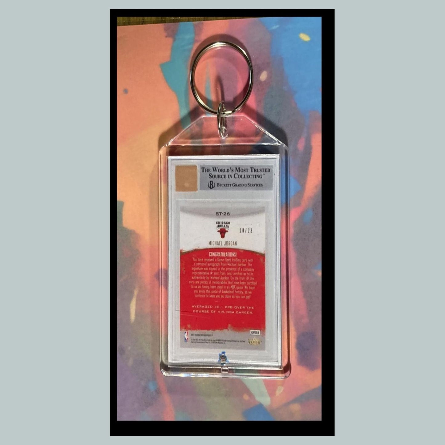 0042 Michael Jordan 2007 Fleer Stat Tracker Patch Auto Custom Novelty Keychain