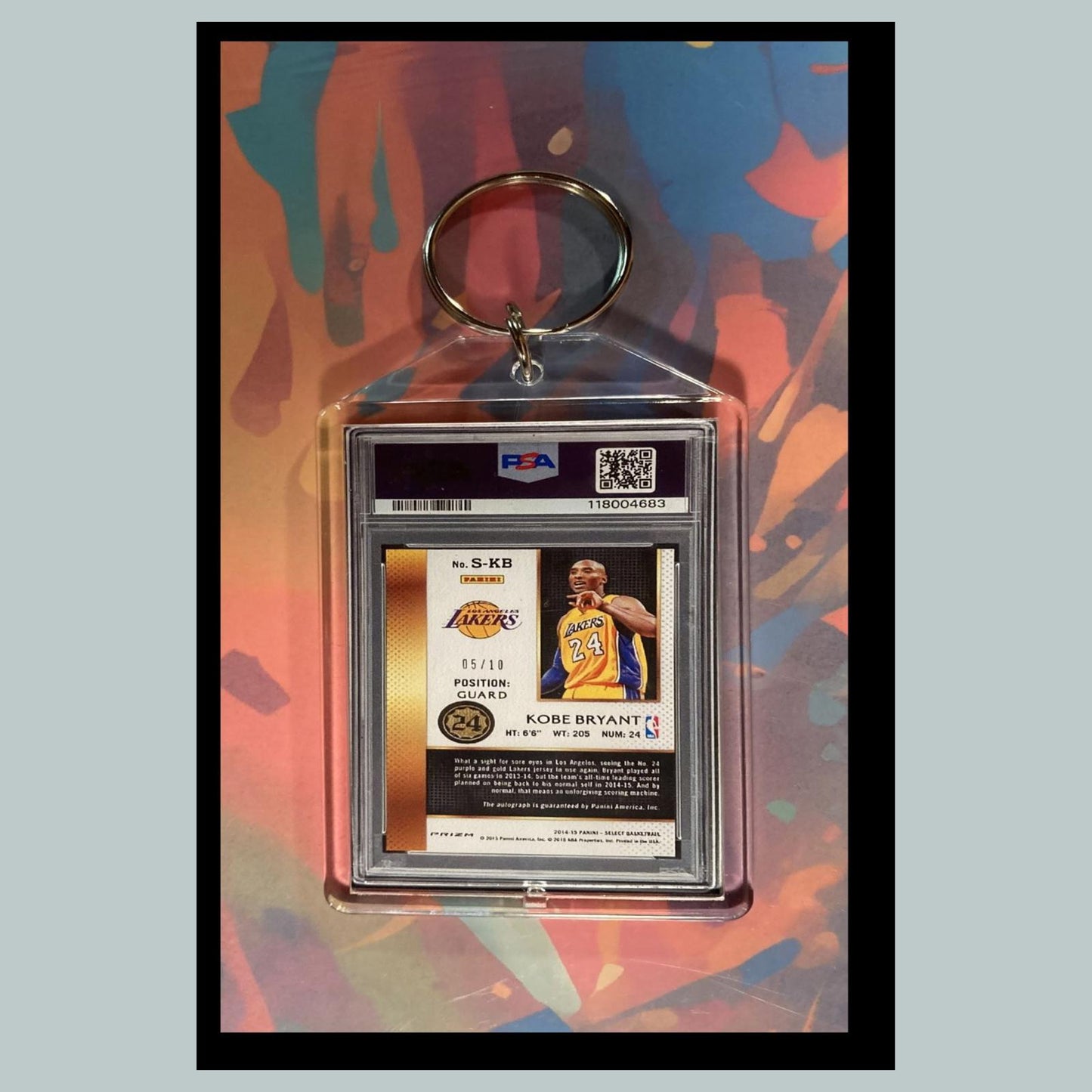 0058 Kobe Bryant 2014 Panini Select Gold Prizm Auto Custom Made Novelty Keychain