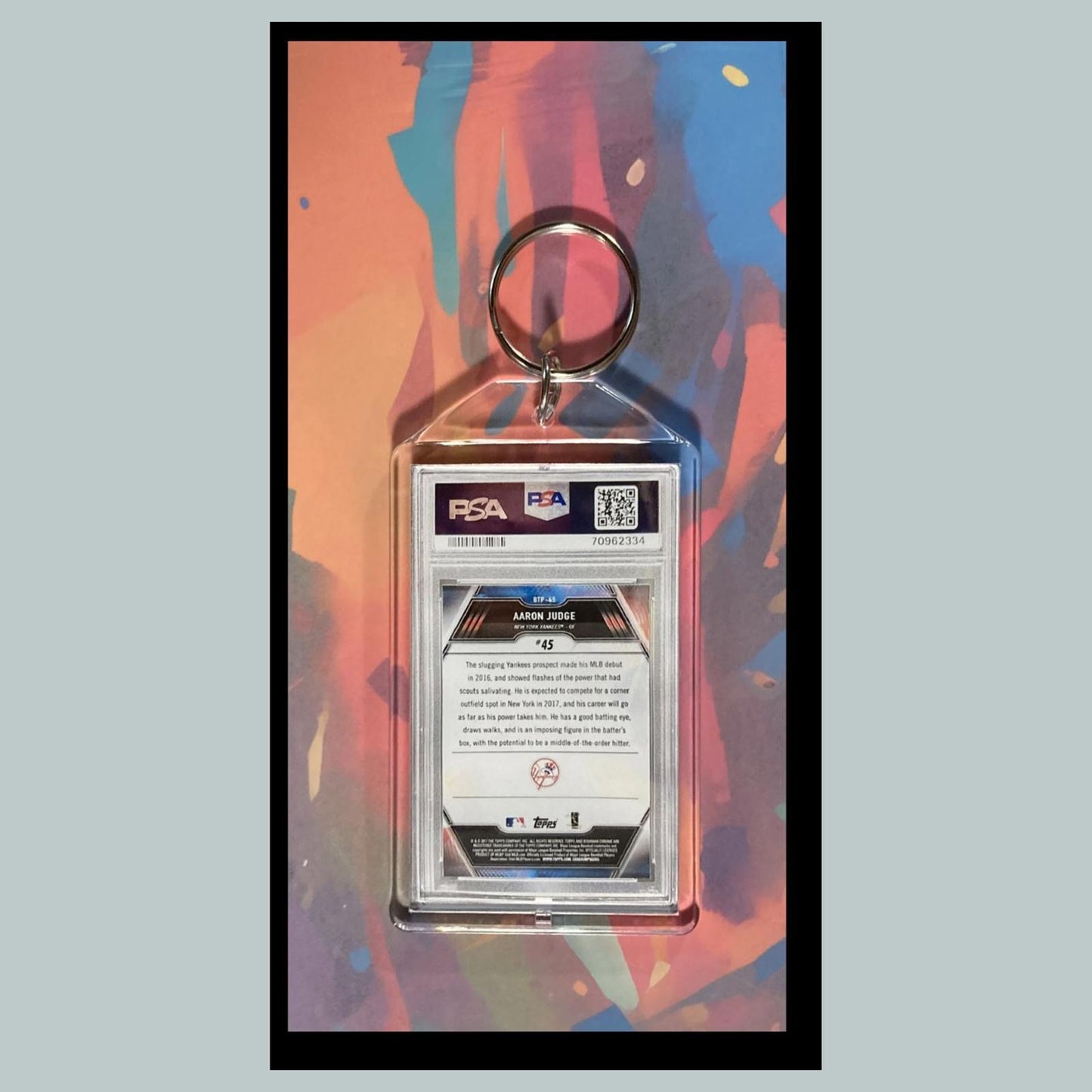 0092 Aaron Judge 2018 Bowman Top 100 Chrome Auto Custom Made Novelty Keychain