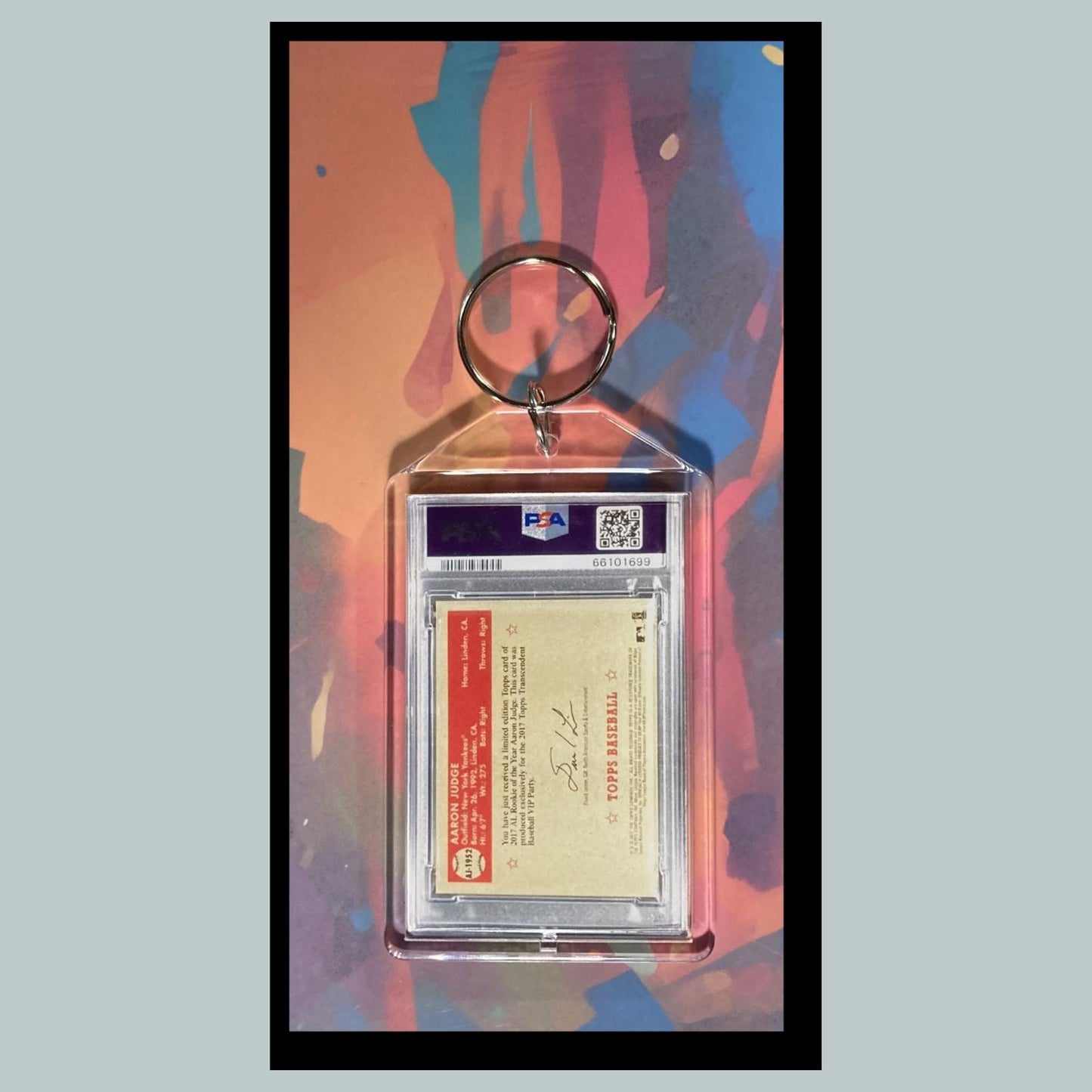 0093 Aaron Judge 2018 Topps Transcendent VIP Party  Custom Made Novelty Keychain