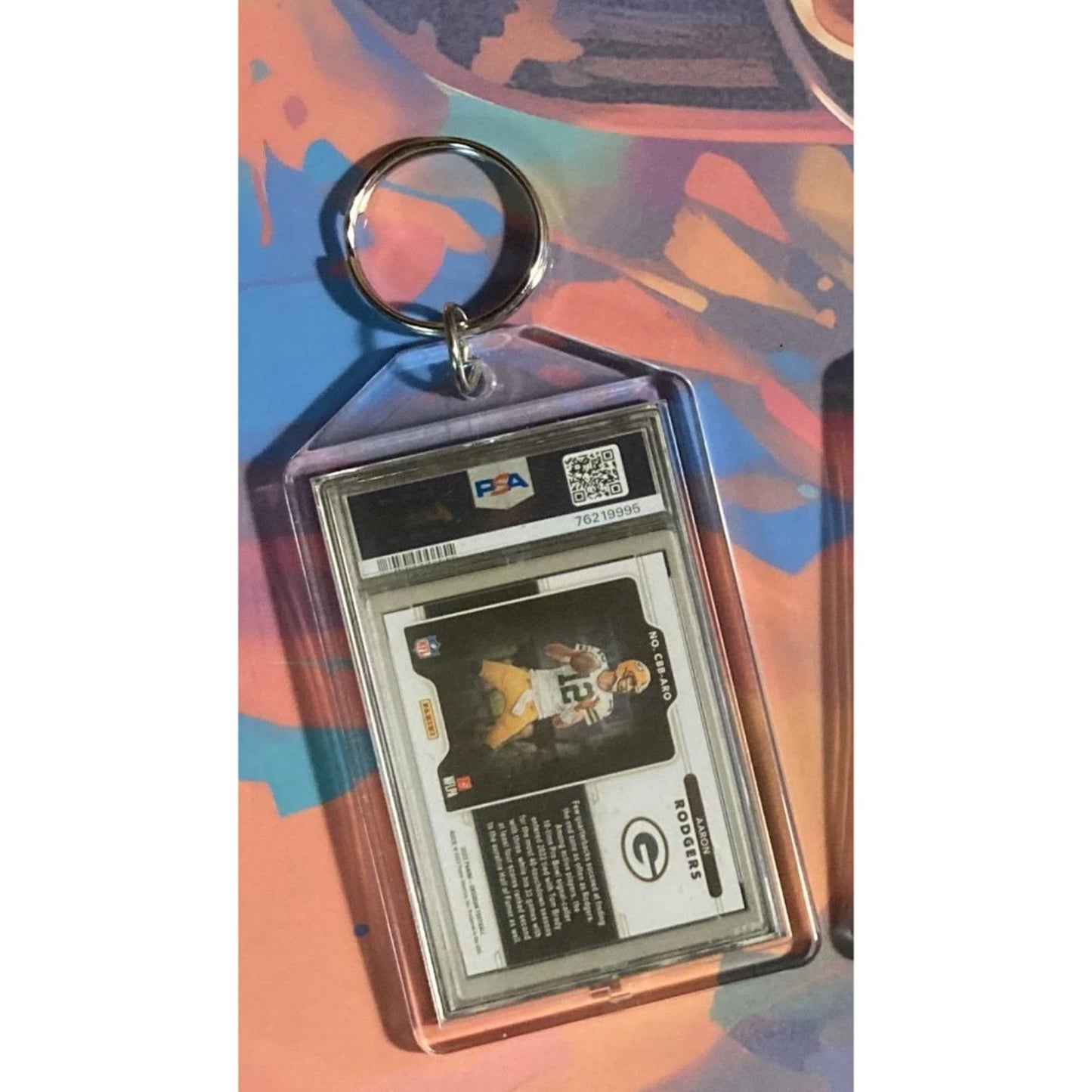 0300 Aaron Rodgers 2022 Panini Obsidian ColorBlast Black Custom Novelty Keychain