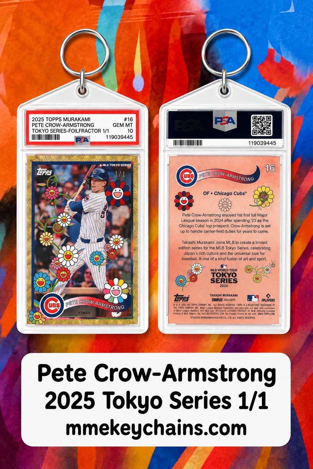 9999 Pete Crow-Armstrong 2025 Tokyo Series Foilfractor 1/1 Custom Photo Keychain