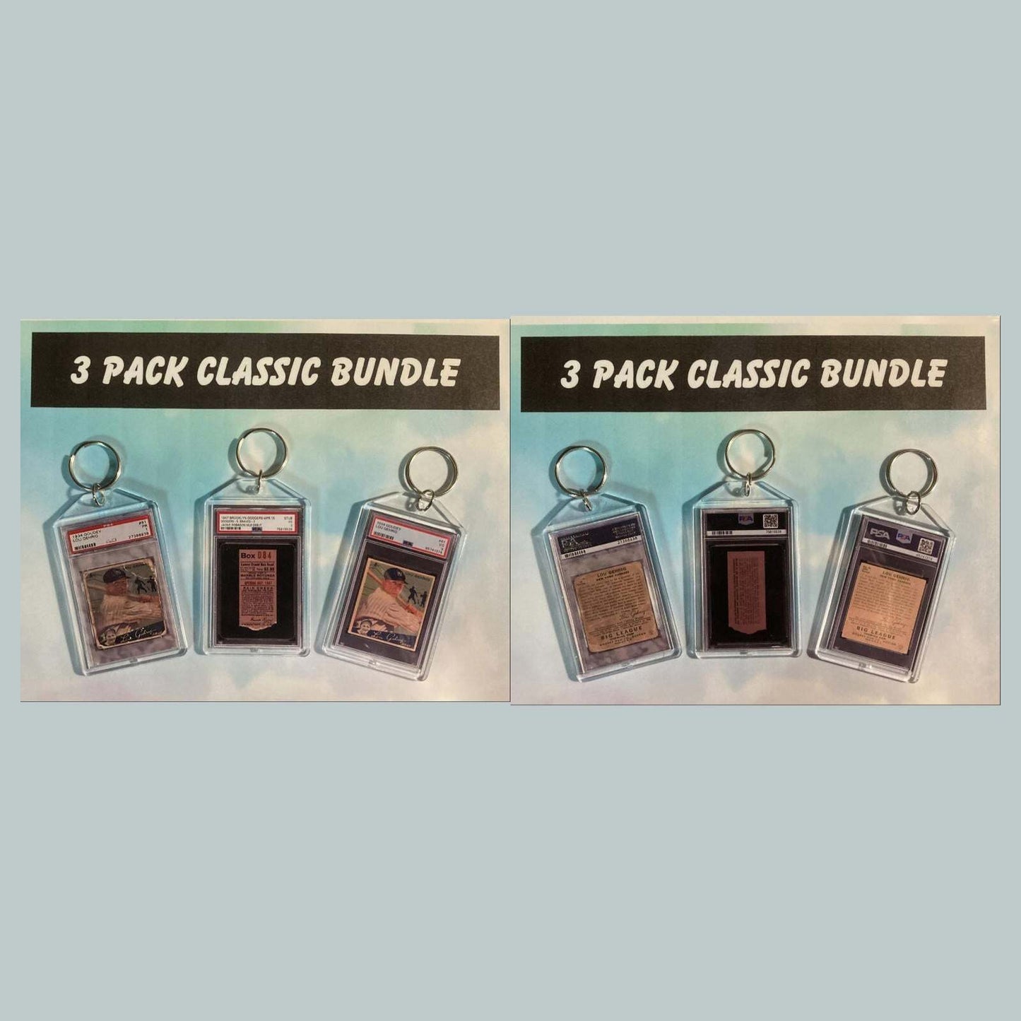 3627B Lou Gehrig-Jackie Robinson-Gehrig 3 Pack Bundle Custom Hand Made Keychains BBL KYC