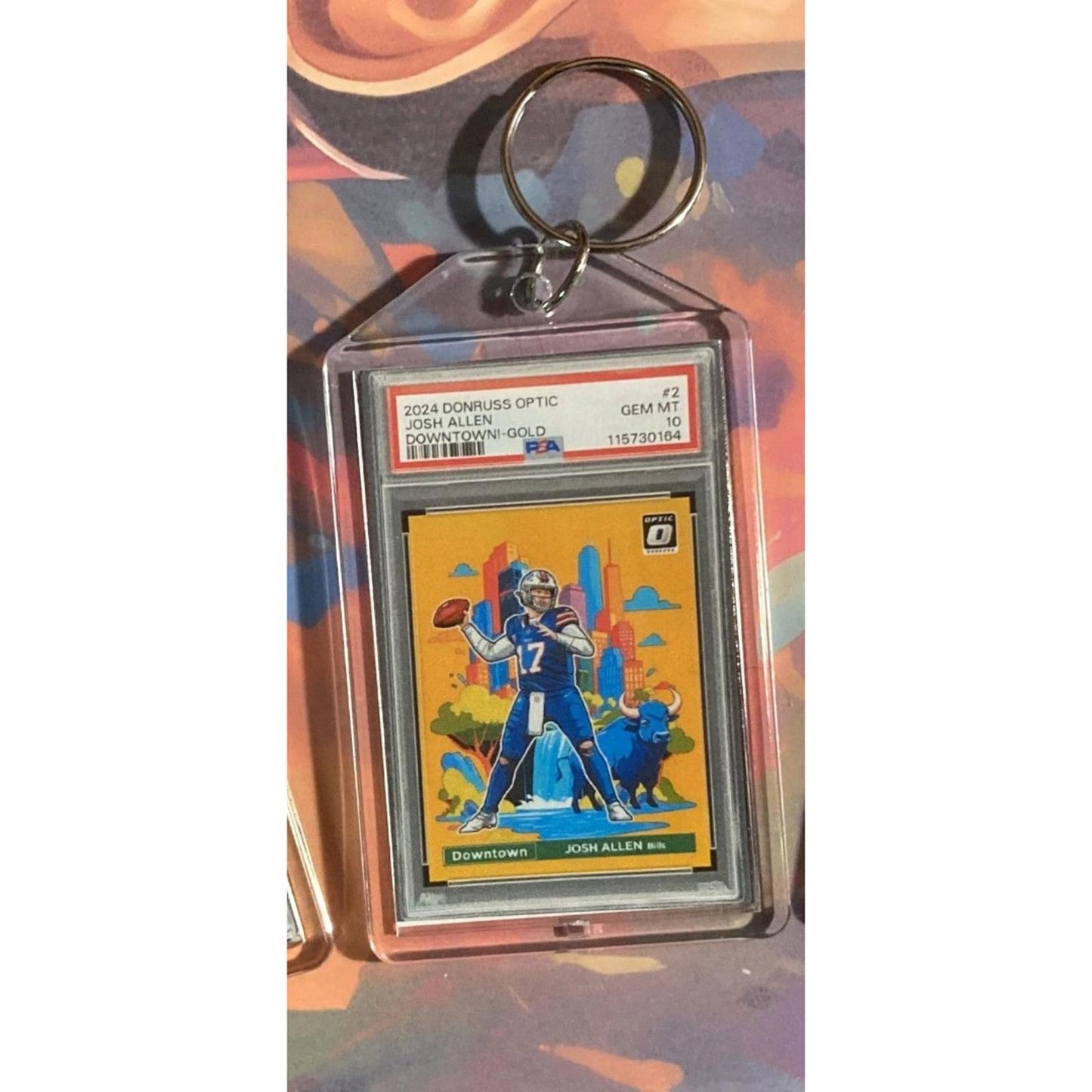 0286 Josh Allen 2024 Panini Donruss Downtown Custom Hand Made Novelty Keychain