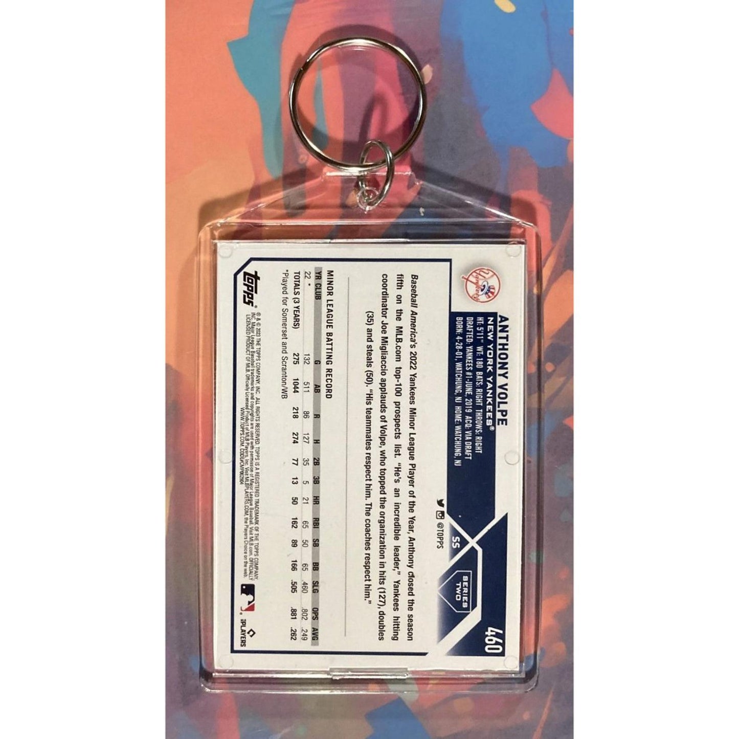 0218 Anthony Volpe Custom Made Keychain Made With A Real Card Makes A Great Gift