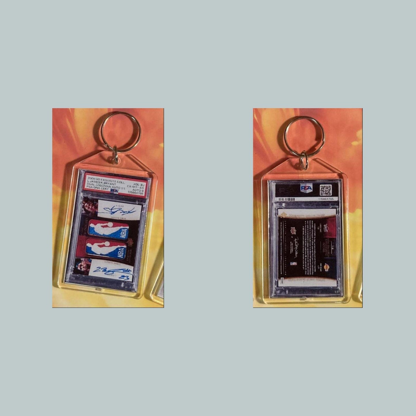 3656 Lebron James-Kobe Bryant 2009 UD Ex Dual Logoman Autos Custom Made Keychain BKL KYC