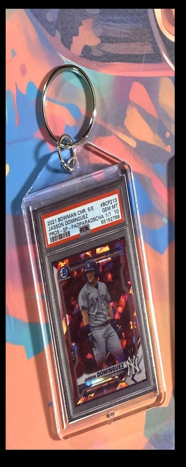 3115 Jasson Dominguez 2021 Bowman Chrome Padparadscha Keychain BBL KYC